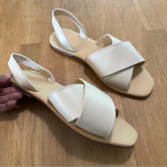 Nisolo 10 Leather All Day Cross Strap Sling Back Sandals in Bone - Picture 3 of 14